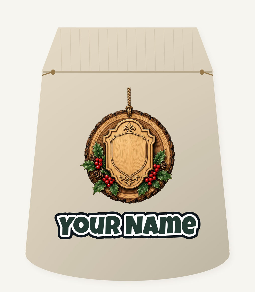 Rustic Timber Name Plaque Personalised Santa Sack