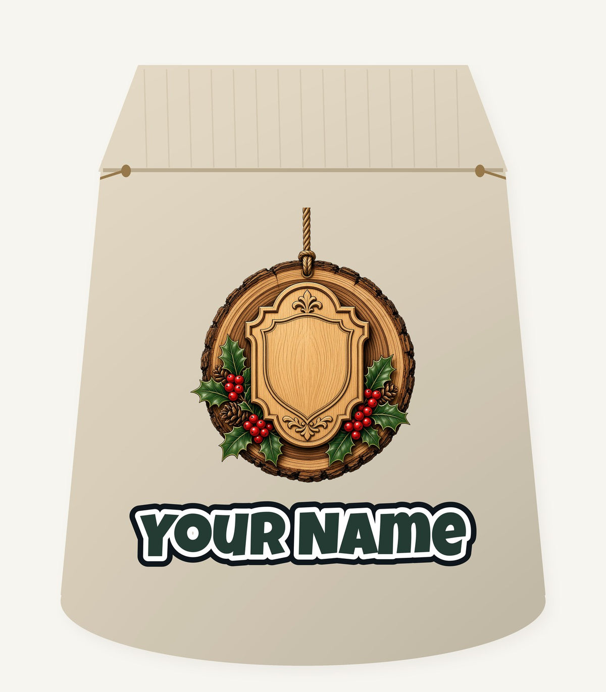 Rustic Timber Name Plaque Personalised Santa Sack