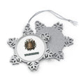 Rustic Wooden Bell With Pine Personalised Pewter Christmas Ornament