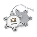 Rustic Wooden Star with Holly Personalised Pewter Christmas Ornament