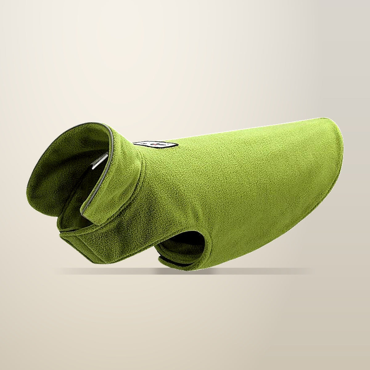 Small Reversible Fleece Dog Coat, Size S, on a plain cream background