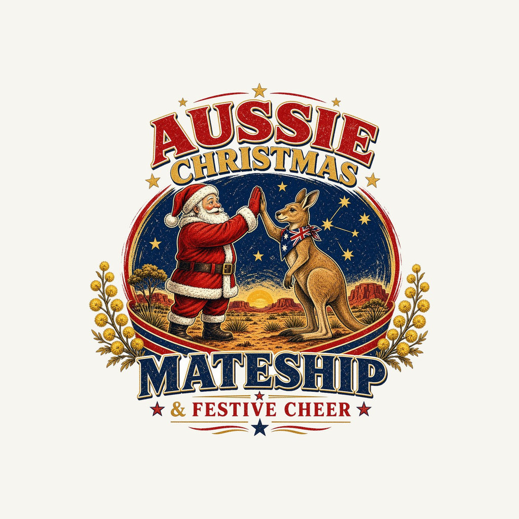 Santa And Kangaroo Mateship Personalised Kids and Baby Christmas Tee