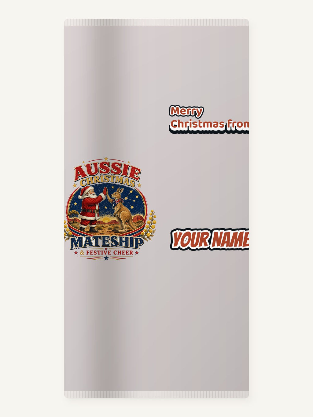 Santa And Kangaroo Mateship Personalised Beach Towel