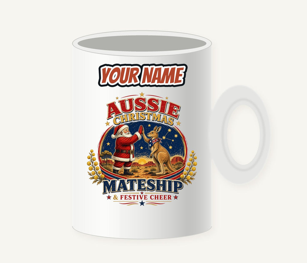 Santa And Kangaroo Mateship Personalised Christmas Mug