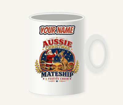 Santa And Kangaroo Mateship Personalised Christmas Mug