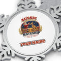 Santa And Kangaroo Mateship Personalised Pewter Christmas Ornament