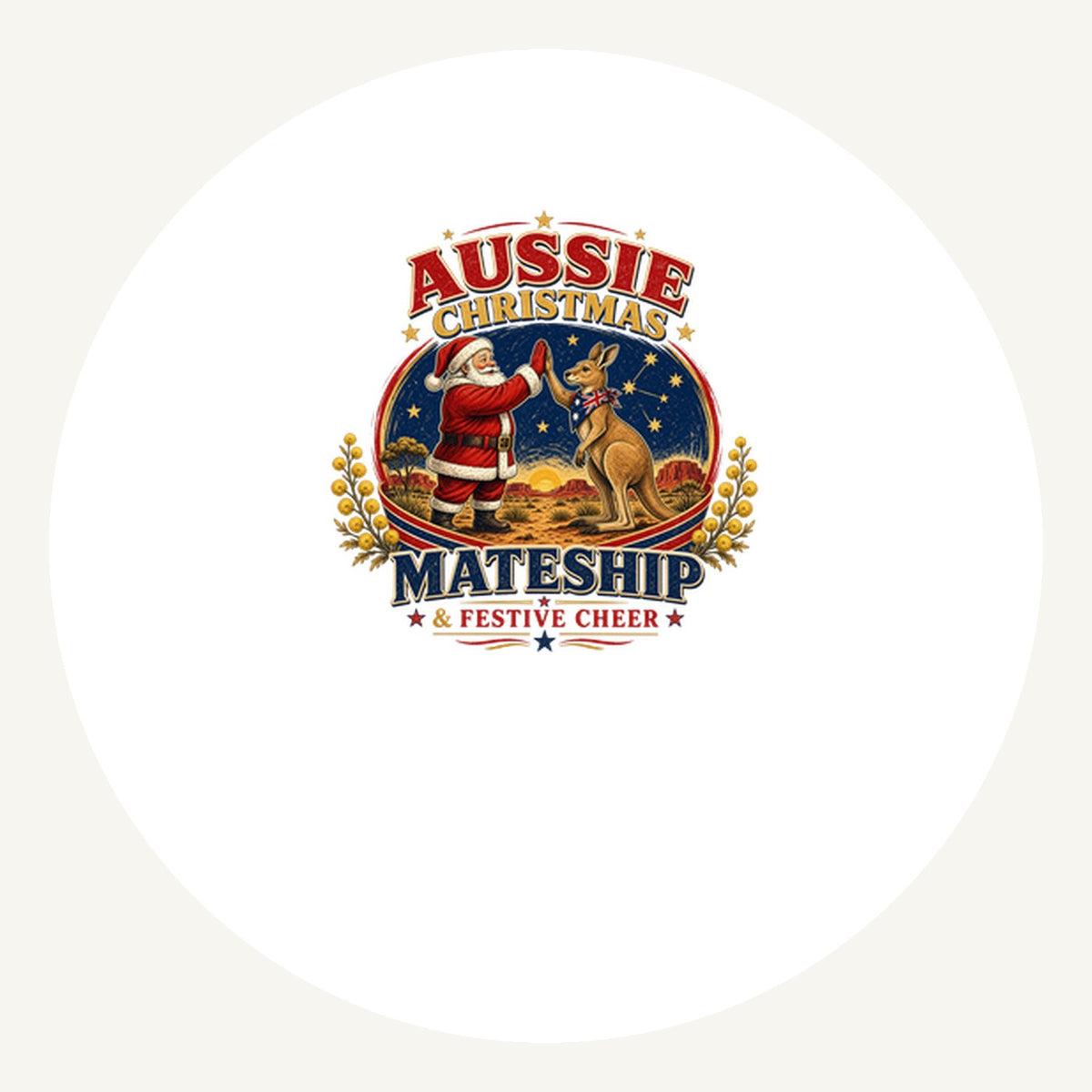 Santa And Kangaroo Mateship Personalised Pewter Christmas Ornament