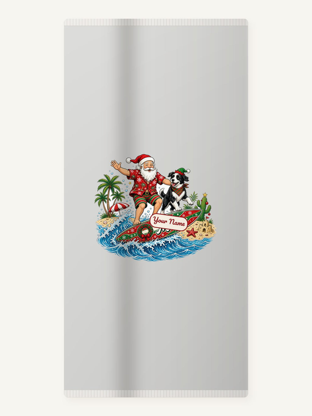 Santa and the Dog on Tour Personalised Beach Towel