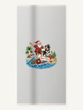 Santa and the Dog on Tour Personalised Beach Towel