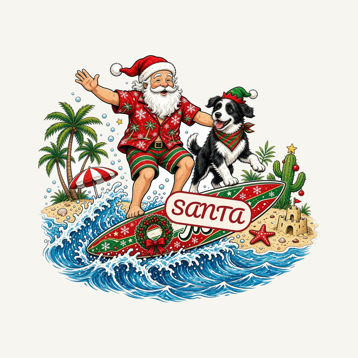 Santa and the Dog on Tour Personalised Christmas Mug
