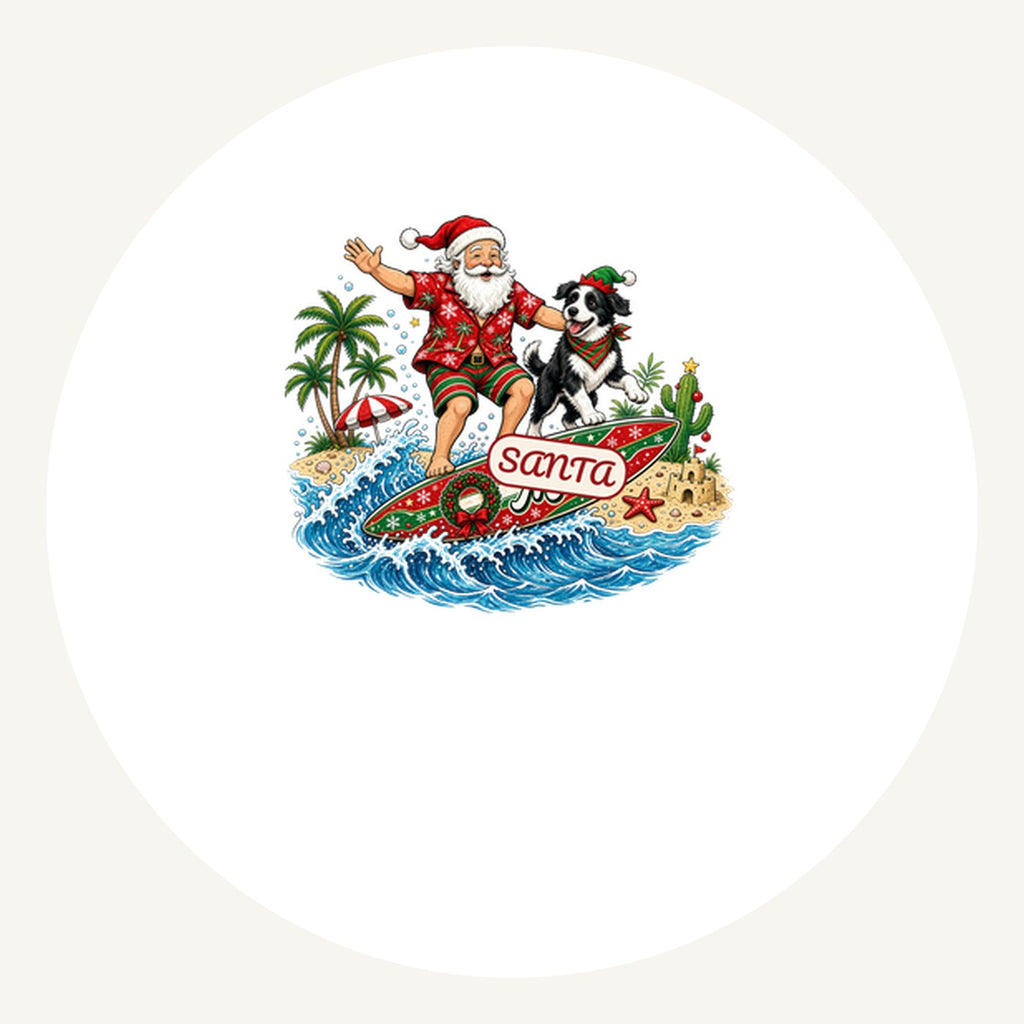 Santa and the Dog on Tour Personalised Pewter Christmas Ornament