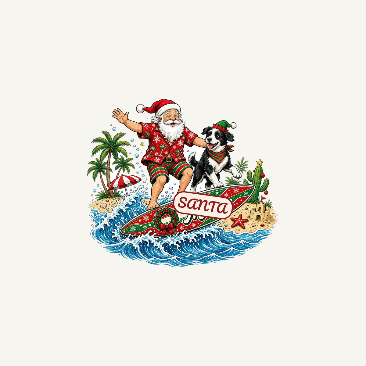 Santa and the Dog on Tour Personalised Christmas T-Shirt and Hoodie