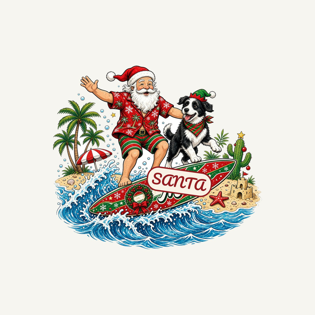 Santa and the Dog on Tour Personalised Santa Sack