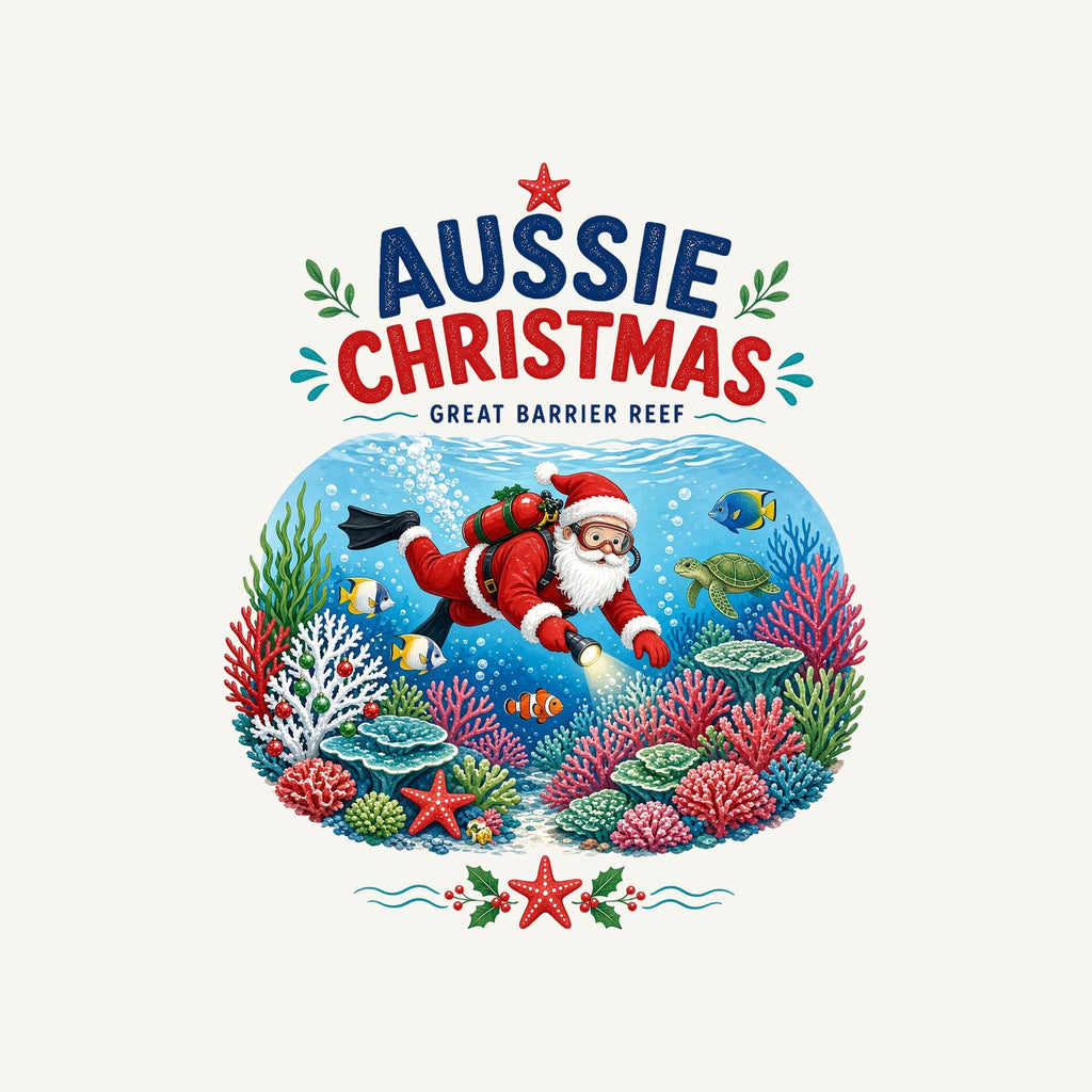 Santa Diving The Reef Personalised Kids and Baby Christmas Tee