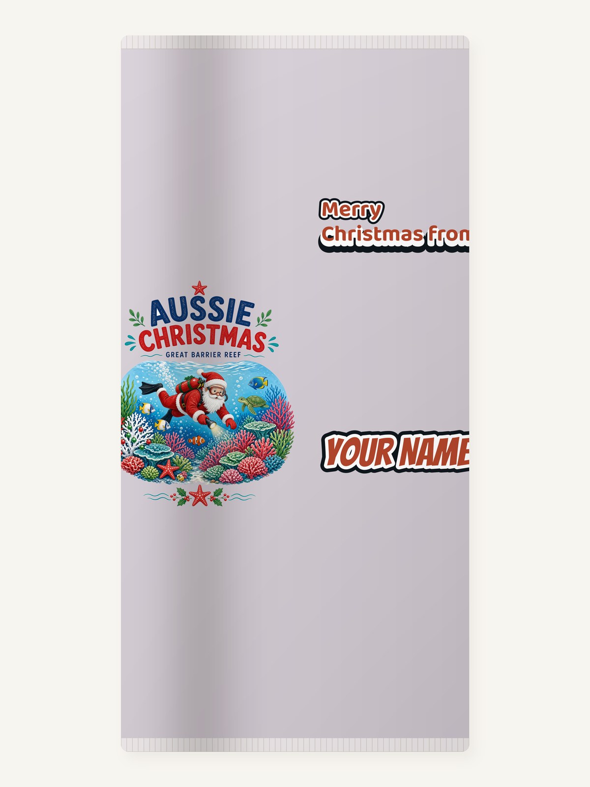Santa Diving The Reef Personalised Beach Towel