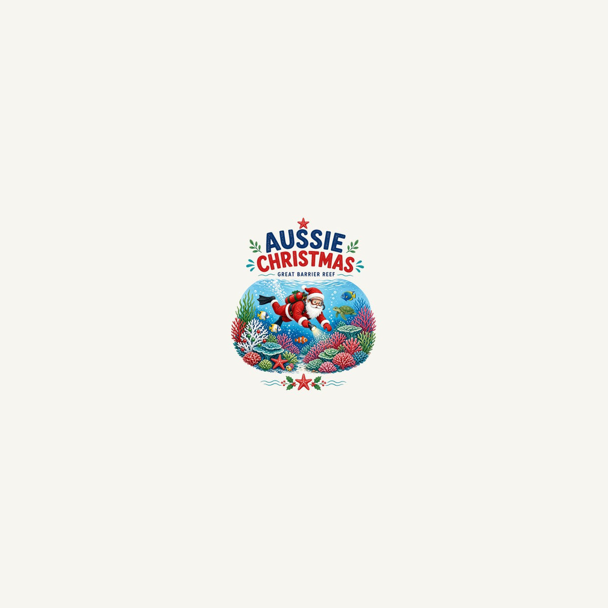 Santa Diving The Reef Personalised Beach Towel
