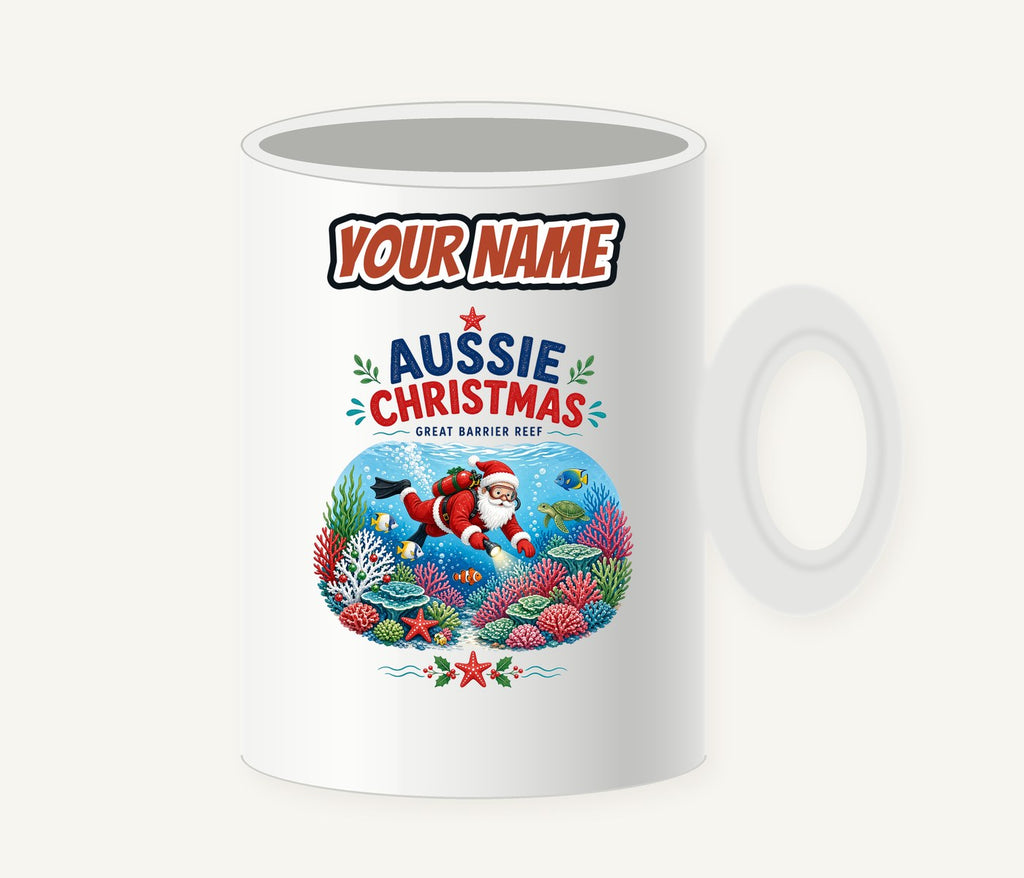 Santa Diving The Reef Personalised Christmas Mug