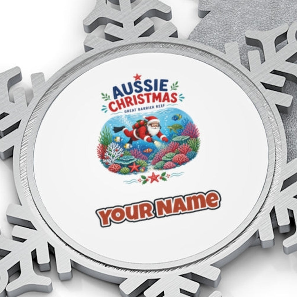 Santa Diving The Reef Personalised Pewter Christmas Ornament
