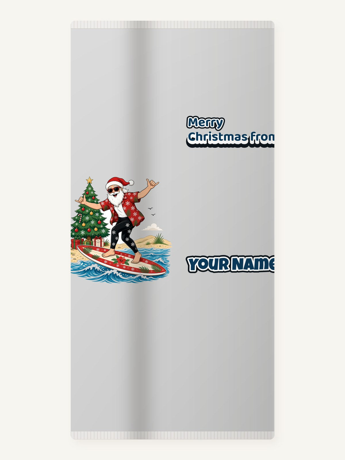 Santa Hang Ten Personalised Beach Towel