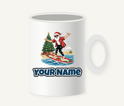 Santa Hang Ten Personalised Christmas Mug