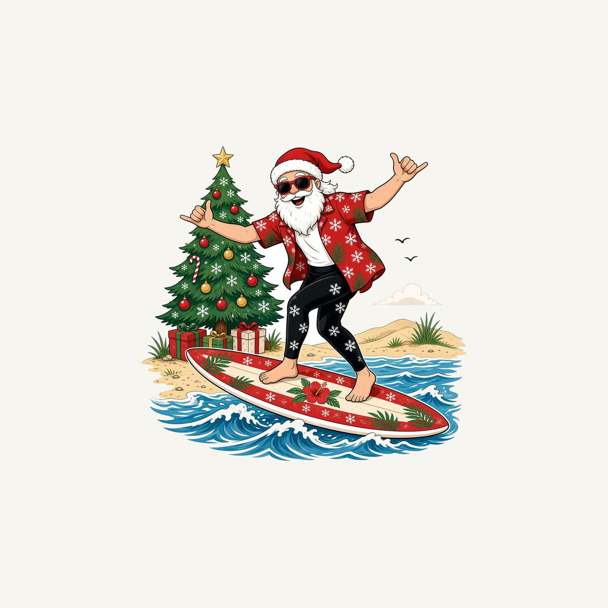 Santa Hang Ten Personalised Christmas Mug