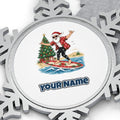 Santa Hang Ten Personalised Pewter Christmas Ornament