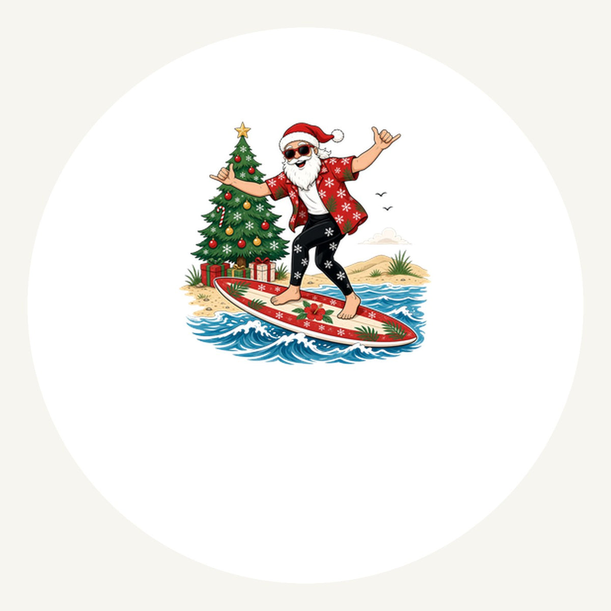 Santa Hang Ten Personalised Pewter Christmas Ornament