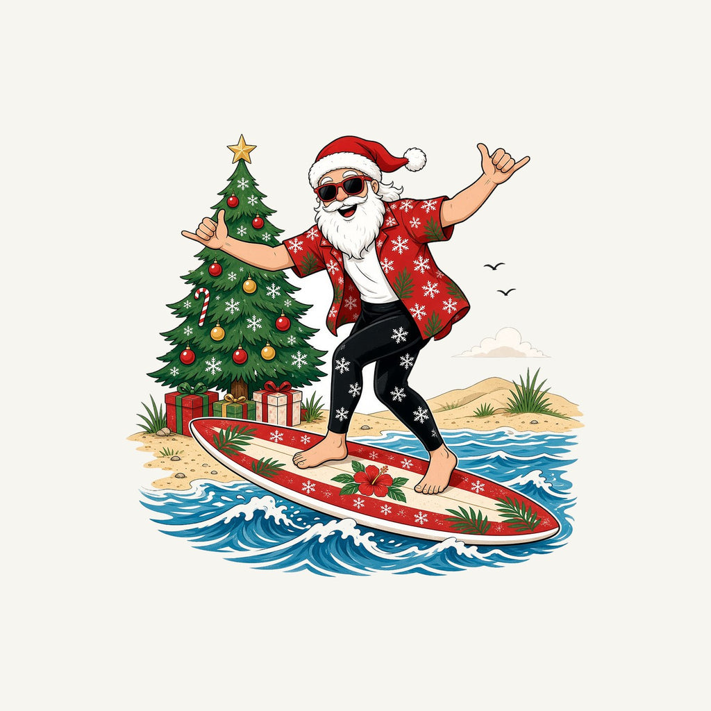Santa Hang Ten Personalised Christmas T-Shirt and Hoodie