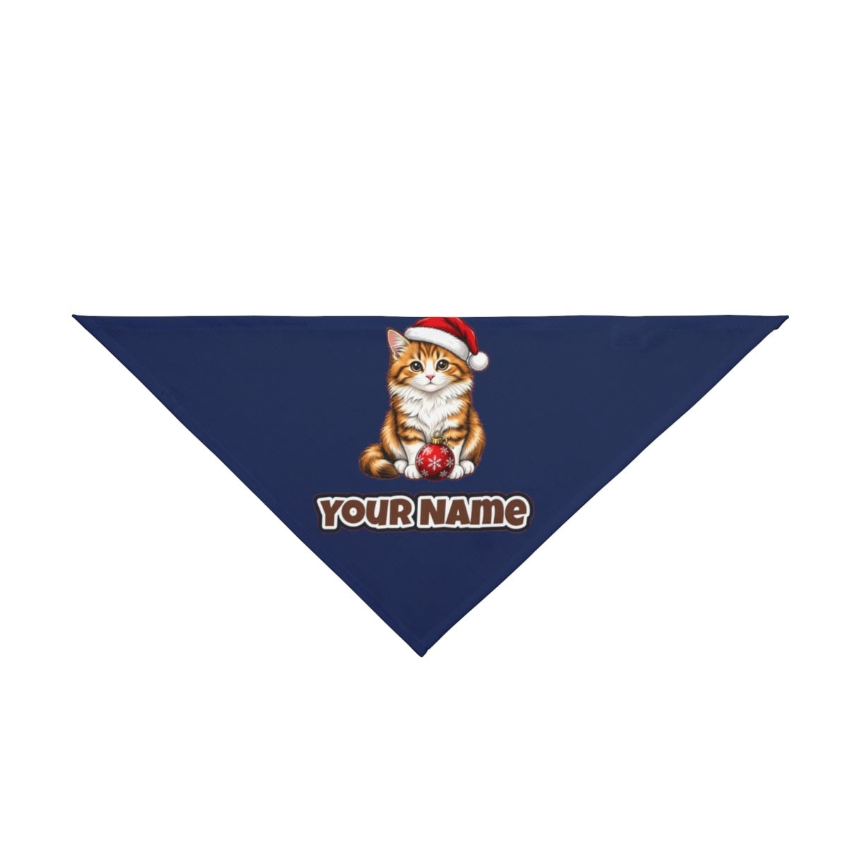 Santa Hat Kitten With Bauble personalised Christmas pet bandana in navy, tie-on style