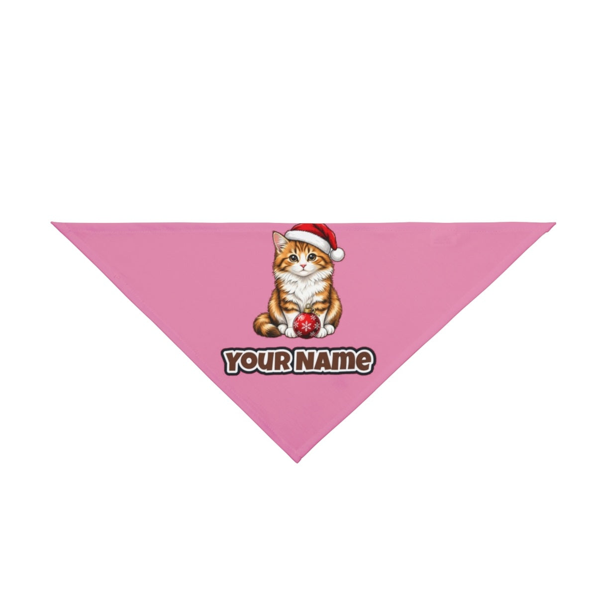 Santa Hat Kitten With Bauble personalised Christmas pet bandana in pink, tie-on style