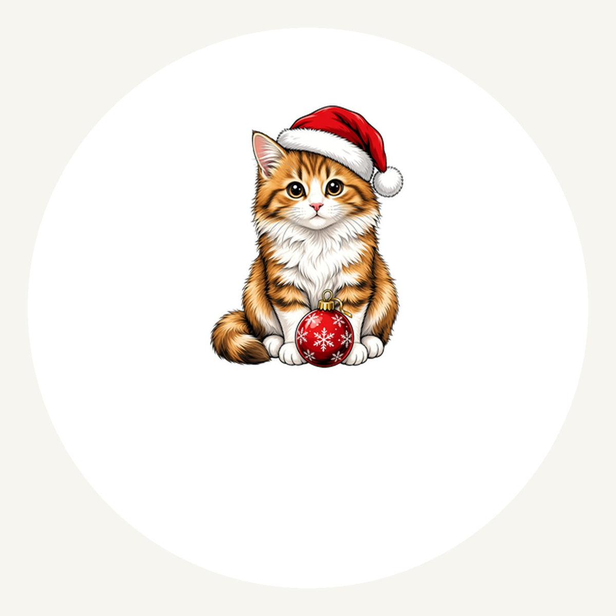 Santa Hat Kitten With Bauble Personalised Pewter Christmas Ornament