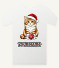 Santa Hat Kitten With Bauble Personalised Christmas T-Shirt and Hoodie