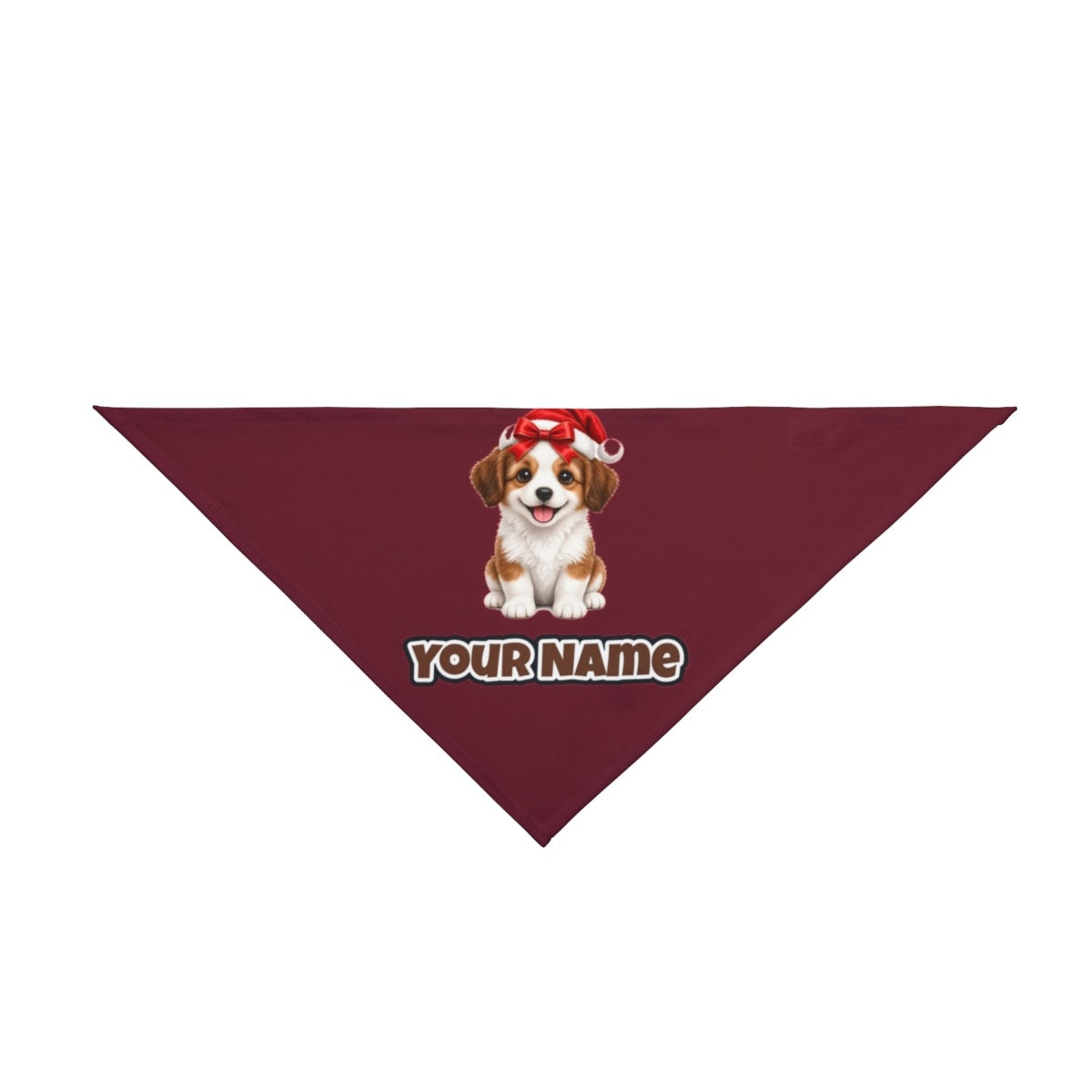 Santa Hat Puppy personalised Christmas pet bandana in maroon, tie-on style