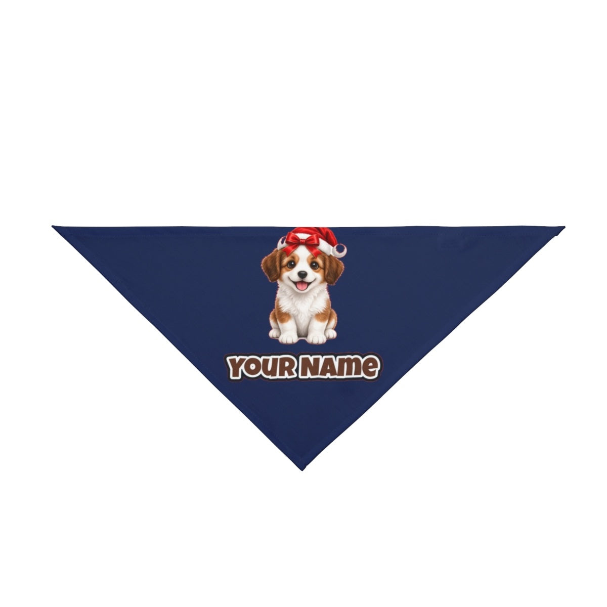 Santa Hat Puppy personalised Christmas pet bandana in navy, tie-on style