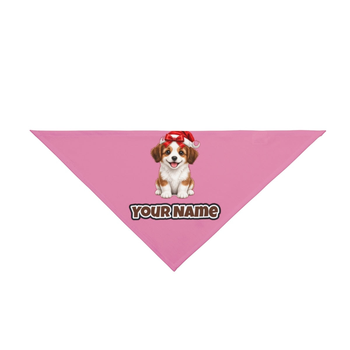 Santa Hat Puppy personalised Christmas pet bandana in pink, tie-on style