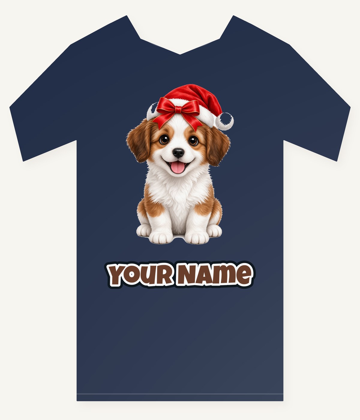 Santa Hat Puppy Personalised Kids and Baby Christmas Tee