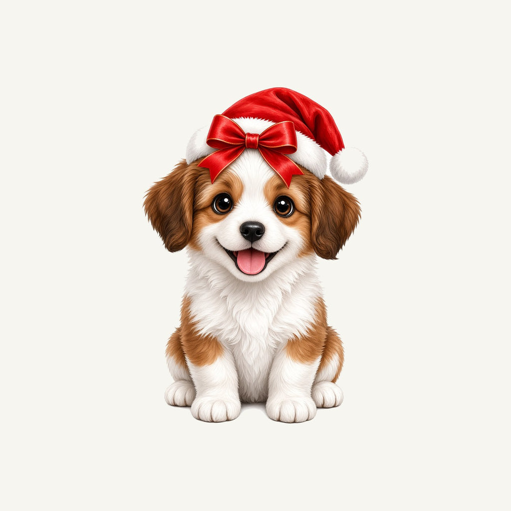 Santa Hat Puppy Personalised Kids and Baby Christmas Tee