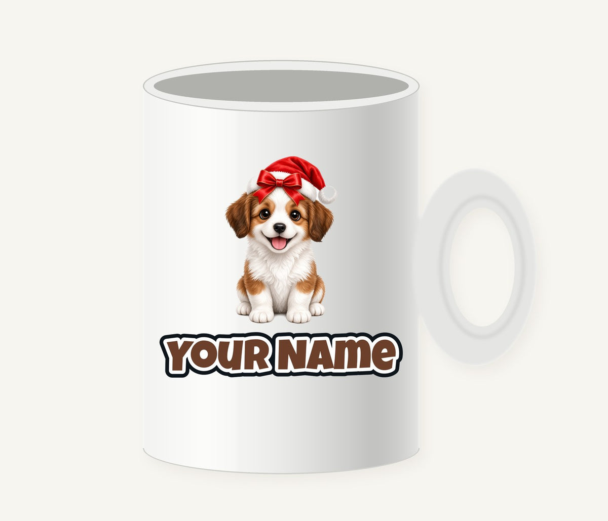 Santa Hat Puppy Personalised Christmas Mug