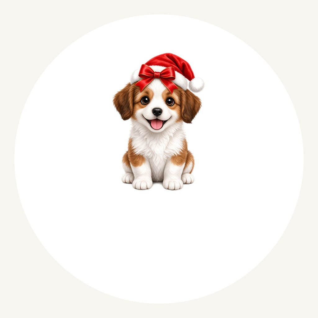 Santa Hat Puppy Personalised Pewter Christmas Ornament
