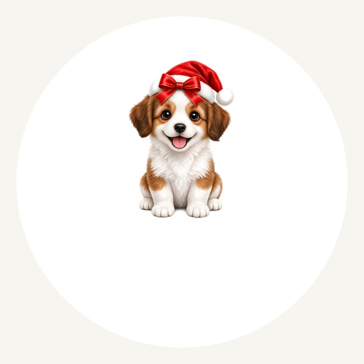 Santa Hat Puppy Personalised Pewter Christmas Ornament