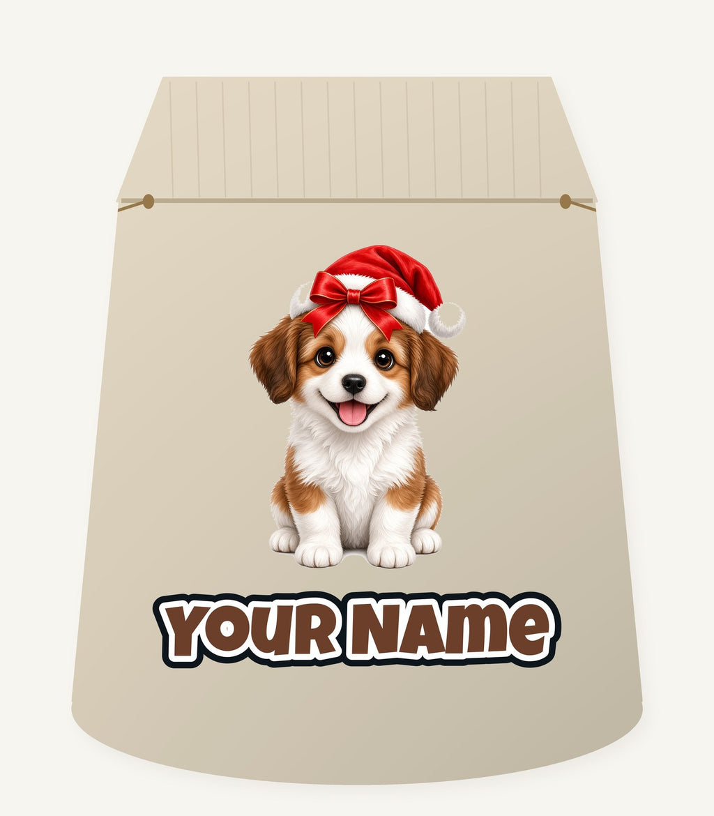 Santa Hat Puppy Personalised Santa Sack