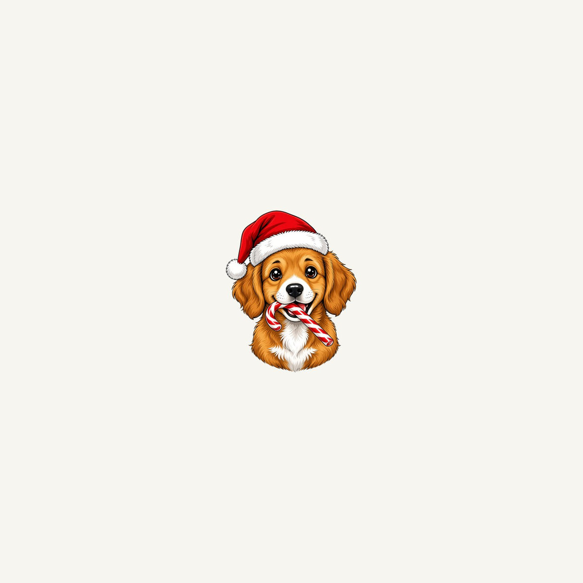 Santa Hat Puppy With Candy Cane Personalised Beach Towel