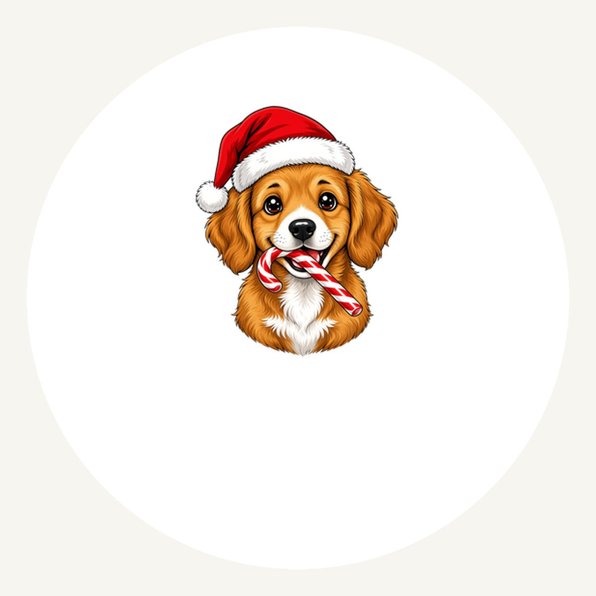 Santa Hat Puppy With Candy Cane Personalised Pewter Christmas Ornament