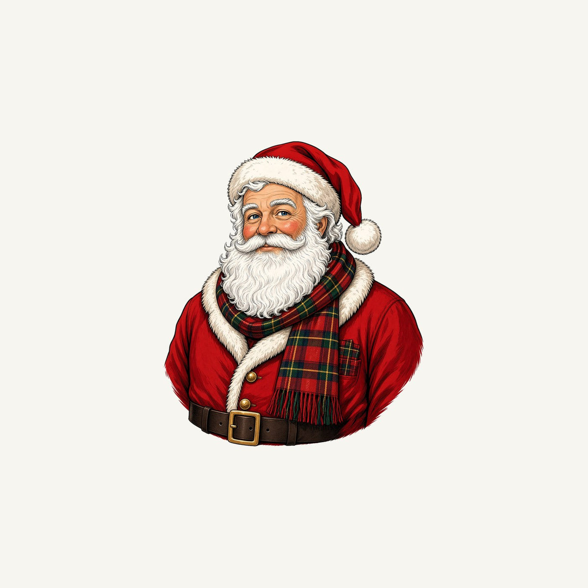Santa in Tartan Scarf Personalised Christmas Mug