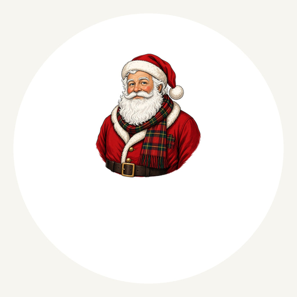 Santa in Tartan Scarf Personalised Pewter Christmas Ornament