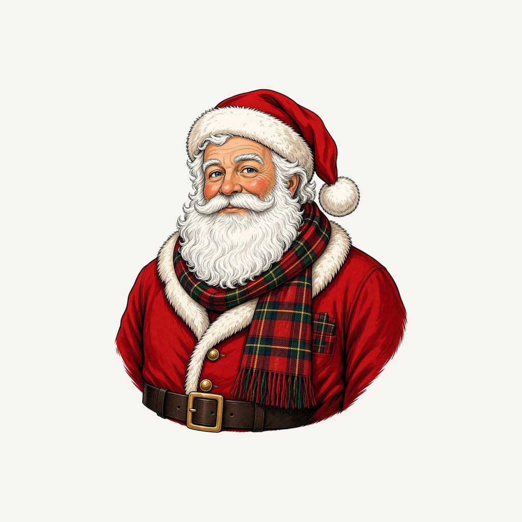 Santa in Tartan Scarf Personalised Santa Sack