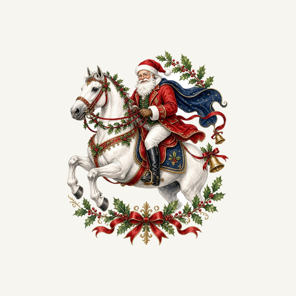 Santa on a White Horse Personalised Kids and Baby Christmas Tee
