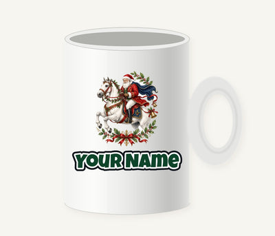 Santa on a White Horse Personalised Christmas Mug