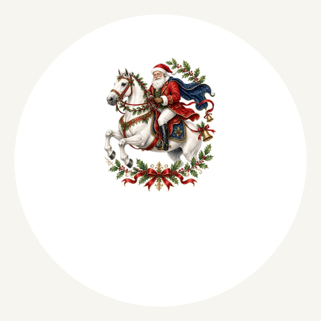 Santa on a White Horse Personalised Pewter Christmas Ornament