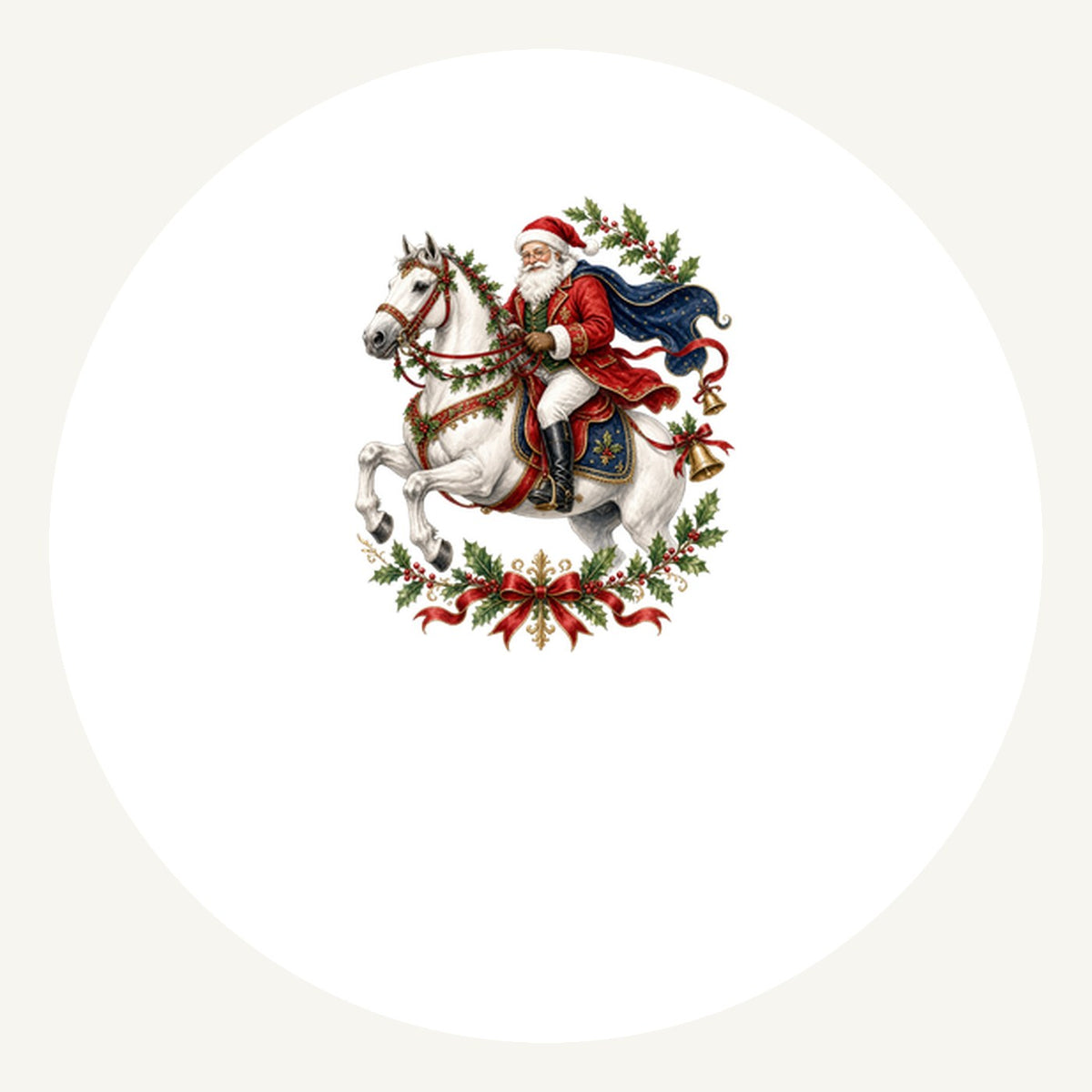 Santa on a White Horse Personalised Pewter Christmas Ornament